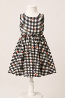 Vintage Boston Traders Girls 4T Gingham Butterfly Dress 100% Cotton